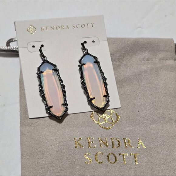 Kendra‎ Scott "Mystic Bazaar" Francie Iridescent Opalite Gunmetal Drop Earrings - Picture 4 of 4